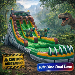 18ft Dual Lane Dino Waterslide
