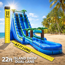 22’ Island Drop Dual Lane with Slip and Slide